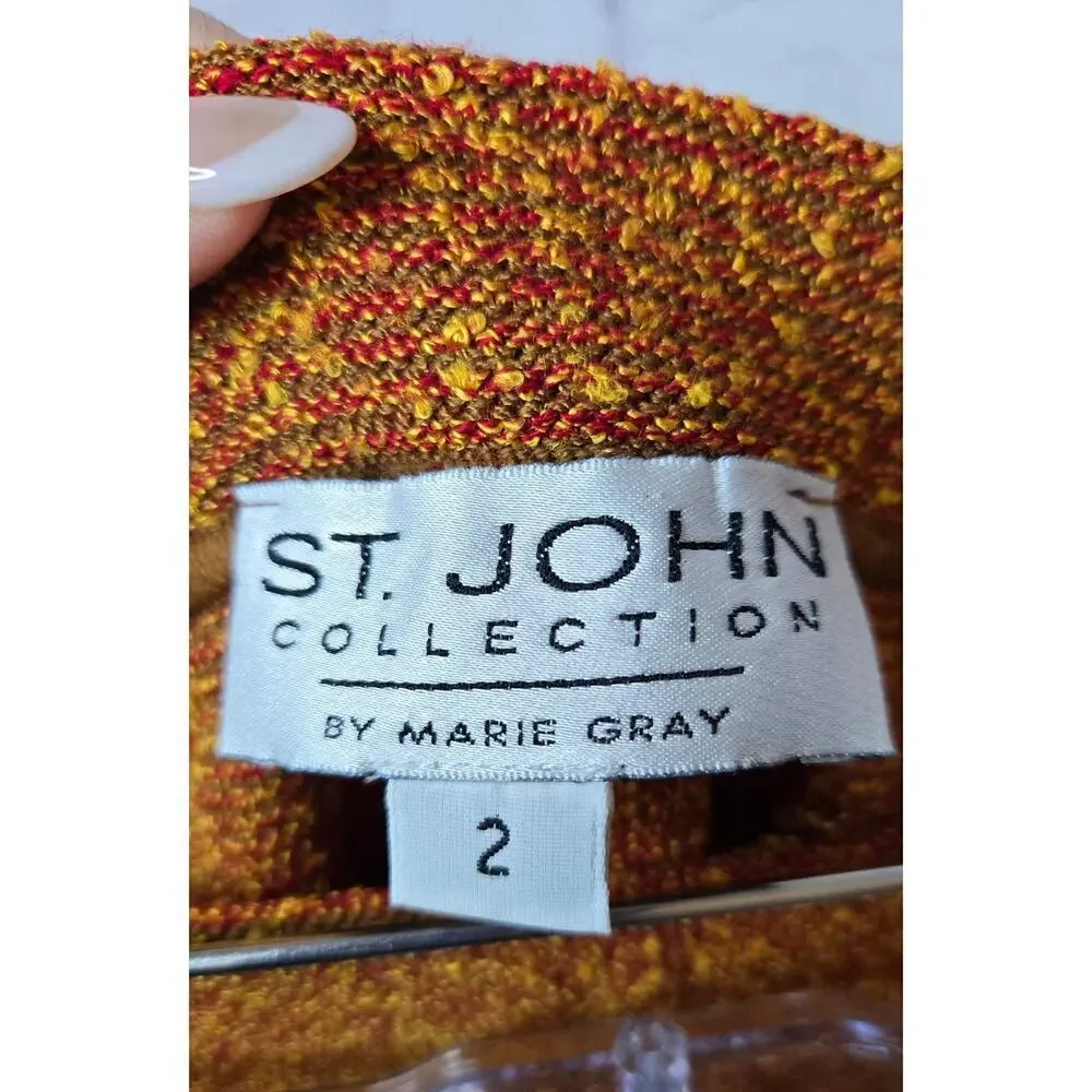 St. John Collection by Marie Gray orange tweed knee length tweed skirt 2.